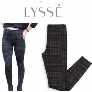 LYSSE Suzee Plaid Ponte Black Grey Legging Size Small